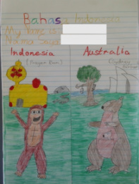 Cover page of Year 6 student comparing Indonesia to Australia.